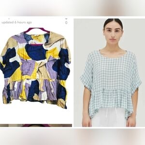 Anthropologie Grade & Gather shortsleeve ruffle bottom blouse. Size s/m